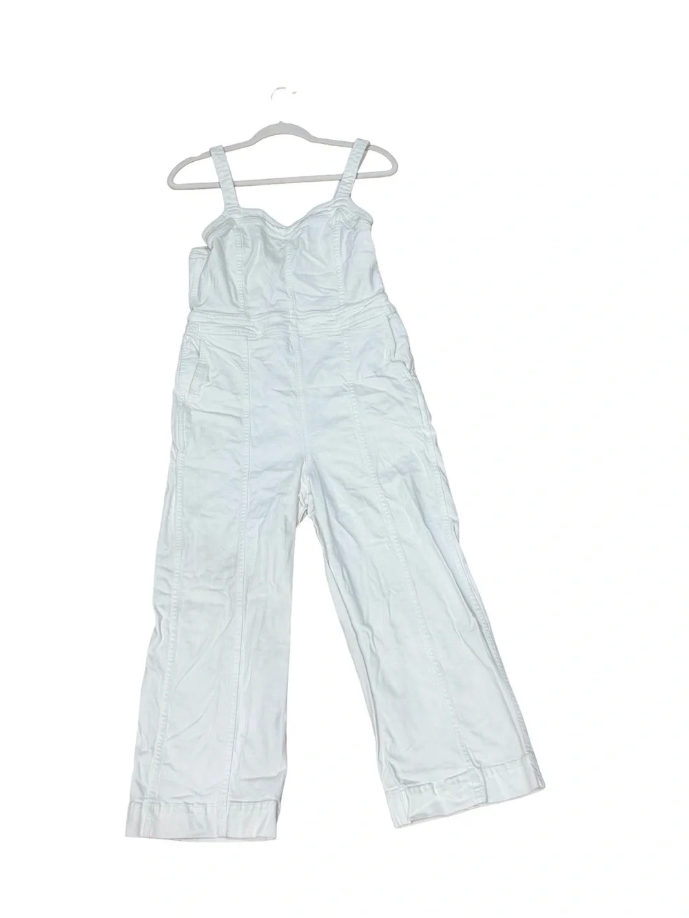 ๐ค Madewell Denim Seamed Wide-Leg Jumpsuit Pure White Size 10 - Picture 6 of 16
